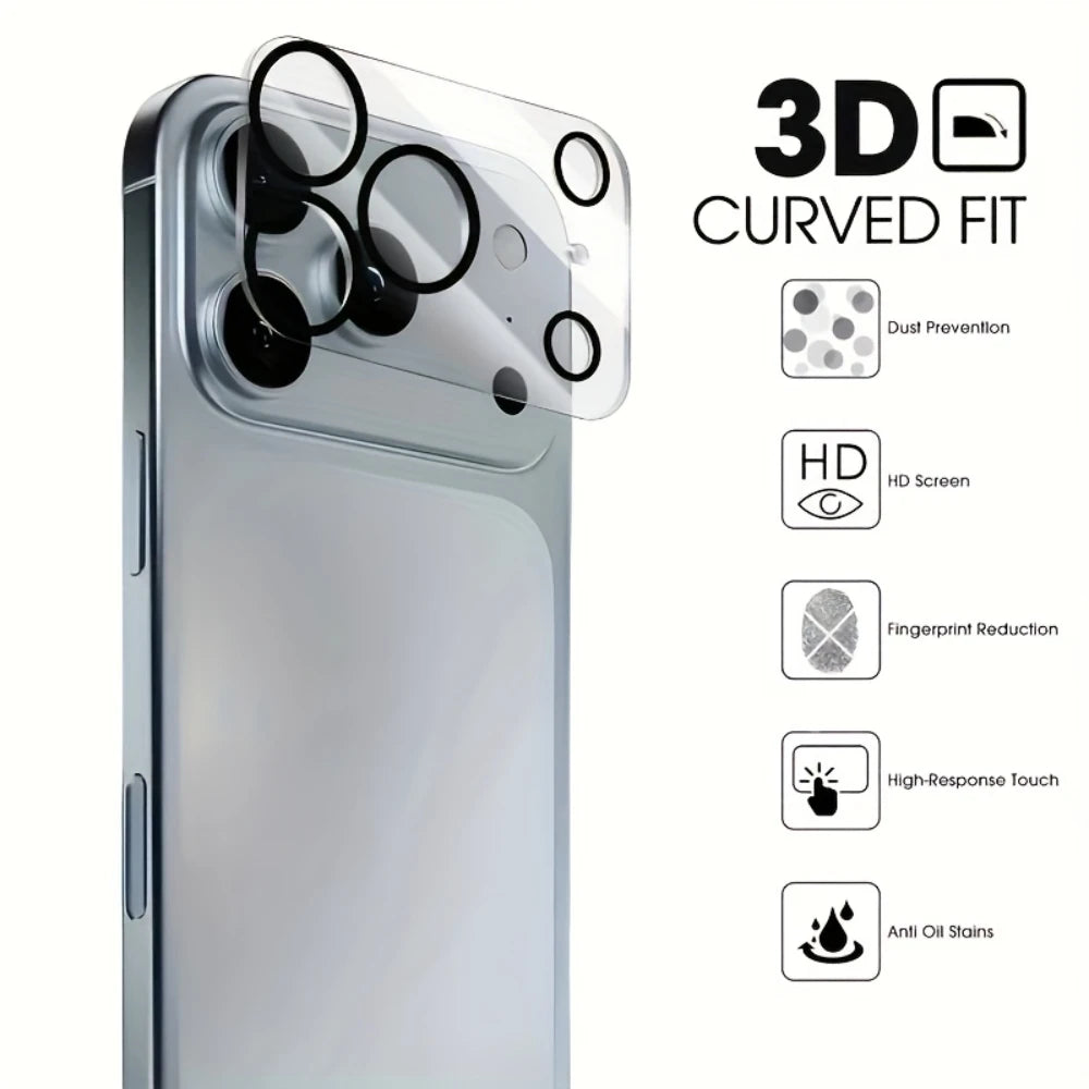 NNBILI 2pcs Tempered Glass Camera Protector for iPhone 17 16 15 14 13 12 11 Pro Max/Pro/Plus/Mini Series Tempered Glass Protecto
