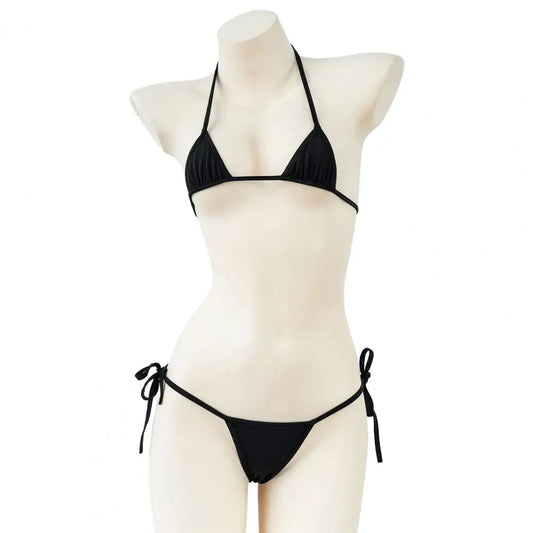 Sexy Mini Bathing Suit for Vacation Beach Women's Micro Triangle Bikini Set Halter String Side Tie Two Piece Swimsuit