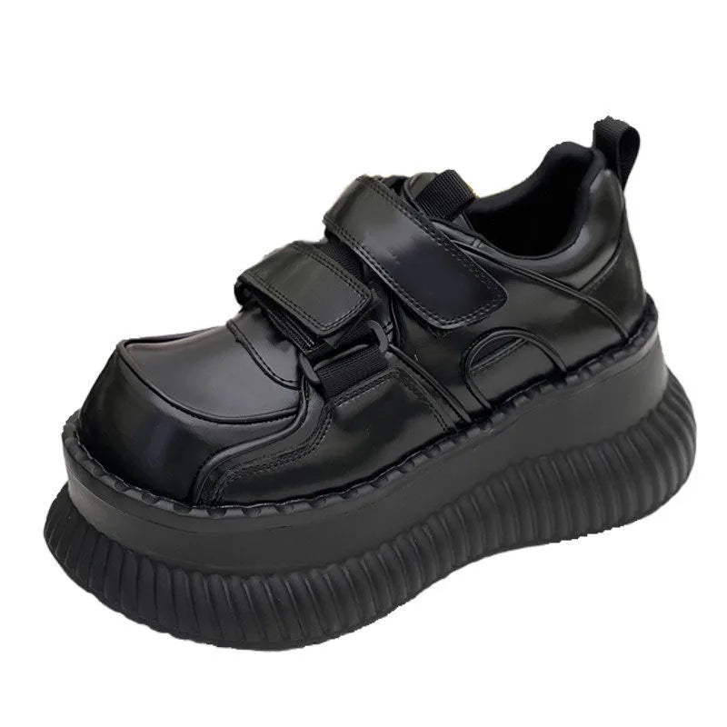 2025 Autumn Solid Color Big Head Casual Platform Shoes Increased 7cm High Heels Retro Thick Soled Women's Shoes Women Sneakers