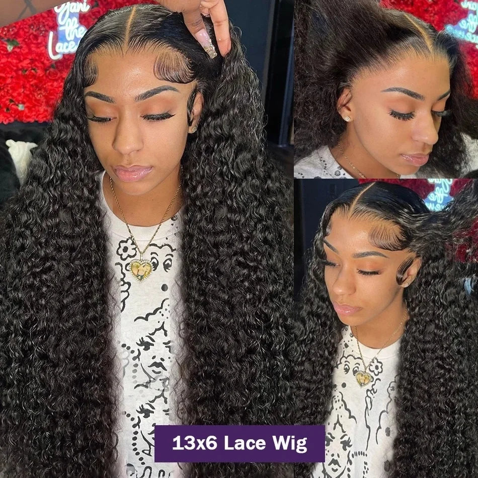 250 Density Water Wave 13x4 13x6 360 Hd Transparent Lace Front Wigs For Women Deep Wave Lace Frontal Wigs Curly Human Hair Wigs