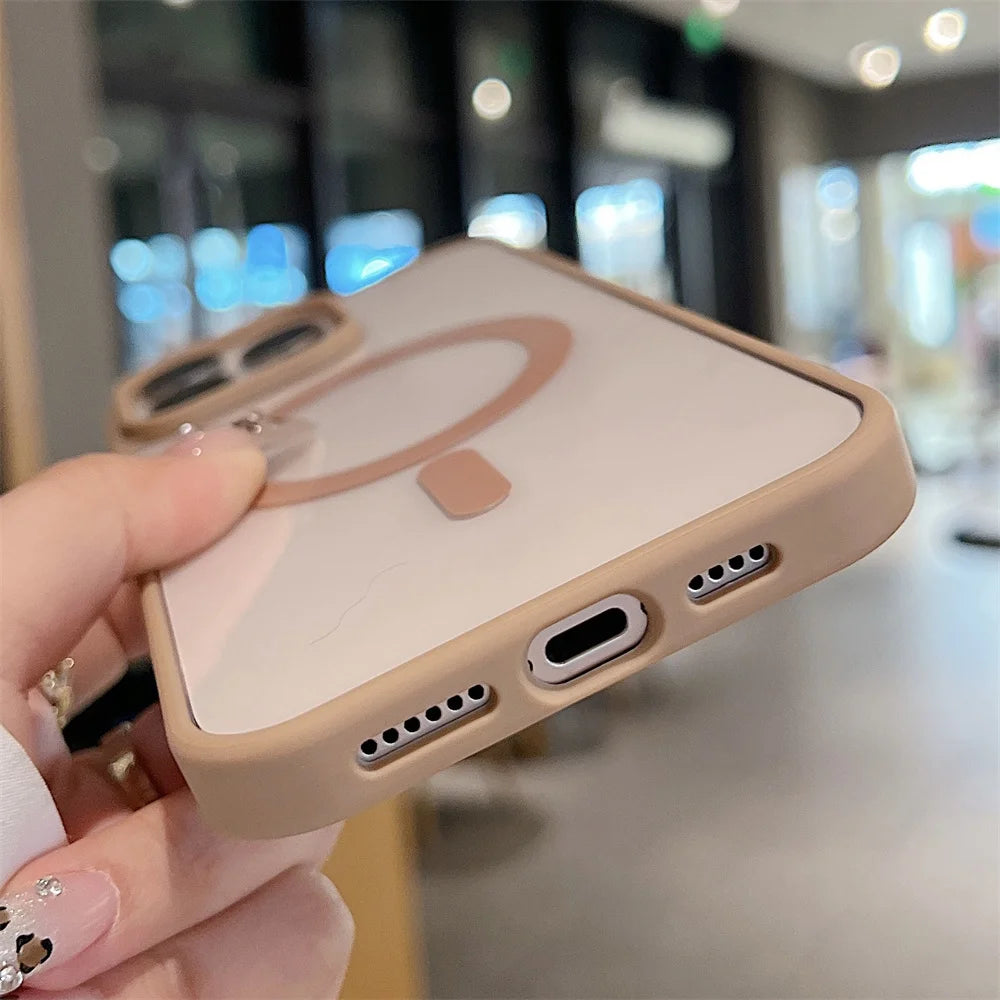 iPhone 16 15 14 Pro Max Plus 13 12 Mini 11 XS XR 7 8 Magnetic Wireless Charge Cases Cover Luxury Magsafe Transparent Case For
