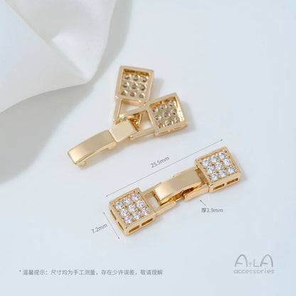 14K Gold-plated Zirconium Multi-row Multi-purpose End Clasp Diy Handcrafted Beaded Bracelet Necklace Clasp Accessory Material