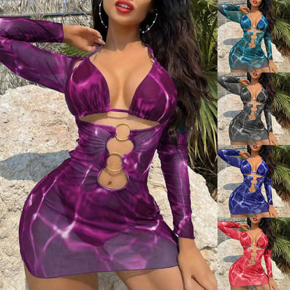 Swimwear Woman 2025 European And New 2025 Bikini Foreign Trade Swimsuit Three Piece Set Long Skirt Split Monokini ropa de mujer