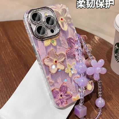 Luxury Flowers Glitter Laser Phone Case For iPhone 16 Pro Max 15 14 Plus 13 12 11 Soft Shockproof Protection Cover Phone Cases