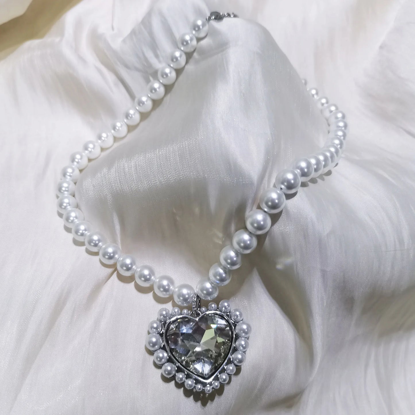 Original Princess Sparkling Crystal Wedding High-end Jewelry Set Charming Women's Heart-shaped Necklace Earrings Bracelet Ring