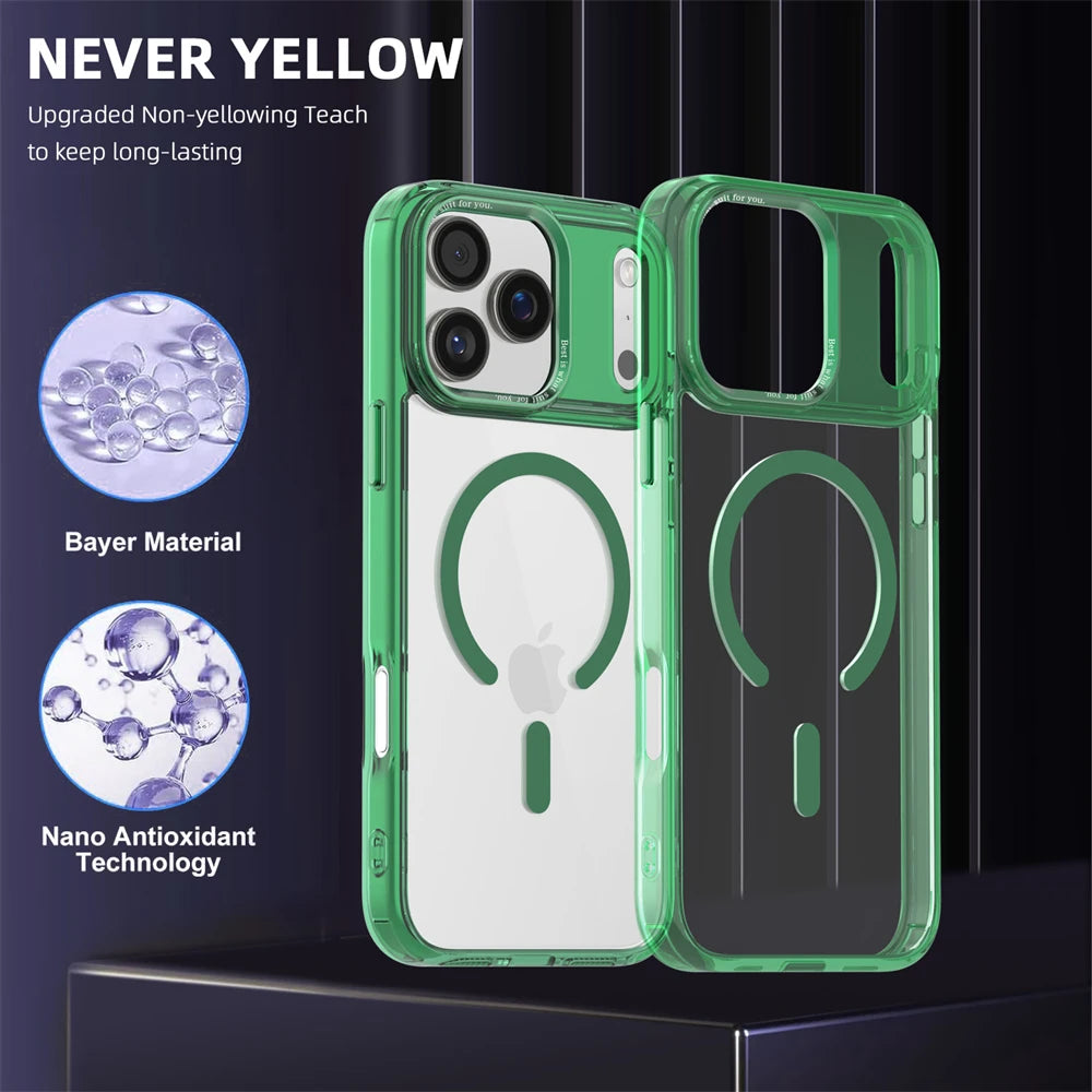 Luxury Anti-Yellow Strong Magnetic Case for iPhone 17 Pro Max Air 16 15 14 13 12 11 Magsafe Shockproof Wireless Charging Cover