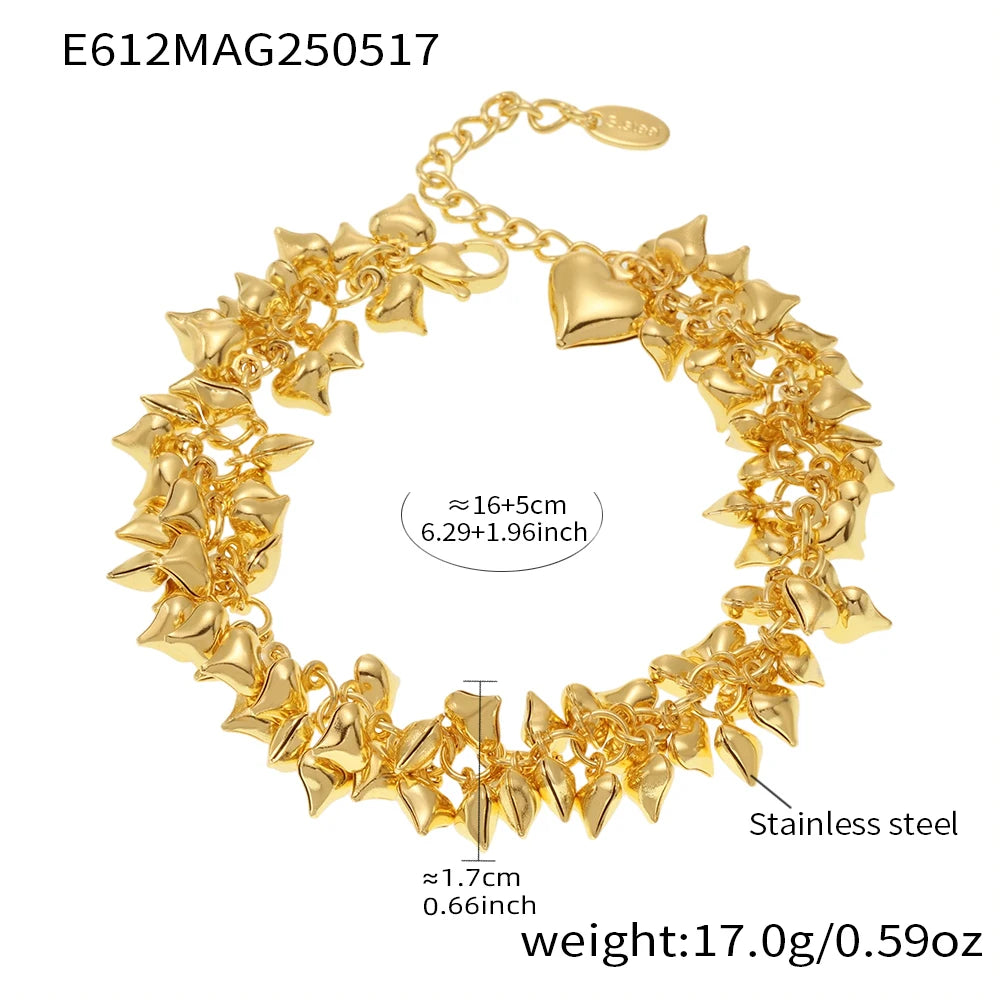 Ferris Wheel Chic Multi Hearts Love Stainless Steel Bracelet for Women two-tone Waterproof Charm Luxury Jewelry Gift