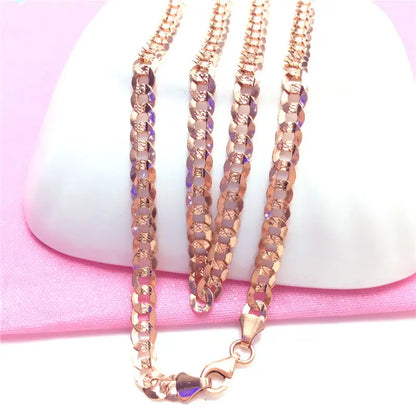 585 purple gold chunky necklace new luxury palace style delicate chain plated 14K rose gold accessories jewelry gift