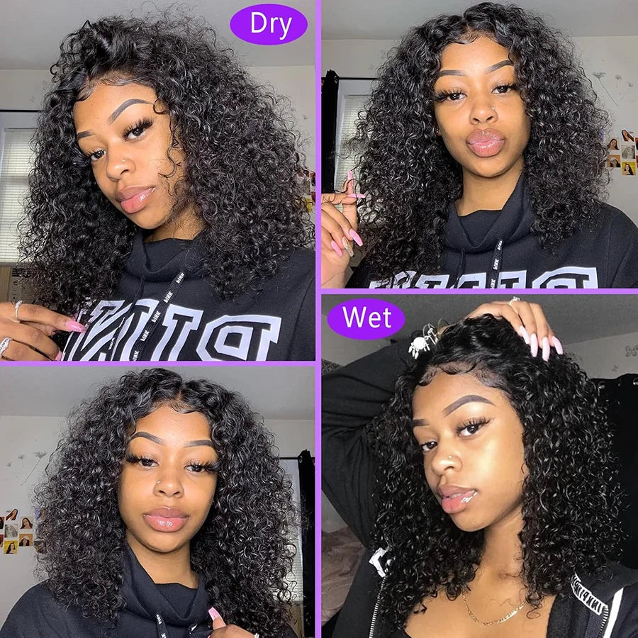 Curly Bob Human Hair Lace Frontal Wig 4C Kinky Curly Edges Wigs 13x4 Transparent Lace Front Wigs For Black Women 4x4 Short Wigs