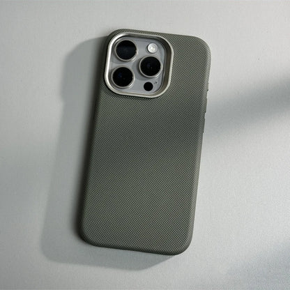 Alloy Lens Diamond Relief Leather MagSafe Phone Case For iPhone 15 16pro max 16 14 Pro 13 Wireless Charging Magnetic Hard Cover