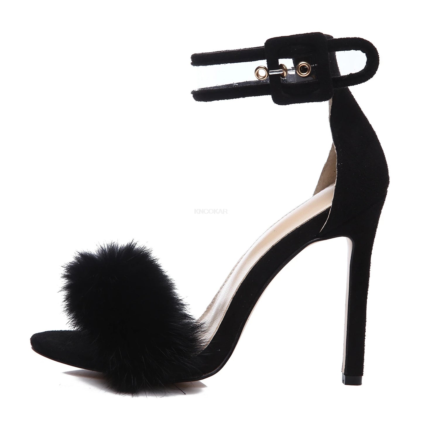 Summer New Fashion Plush One Strap High Heel Sandals Hollow Out Sexy Women Heels Women's Wedding Sexy Shoes