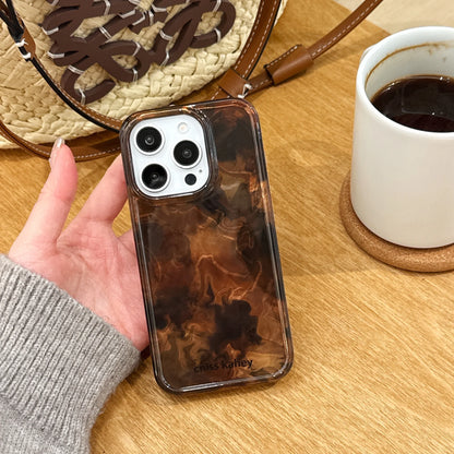 Retro Glossy Brown Amber Pattern Rendering Shockproof Protective Phone Case  For iPhone 16 15 14 13 Pro Max 16 Pro Back Cover