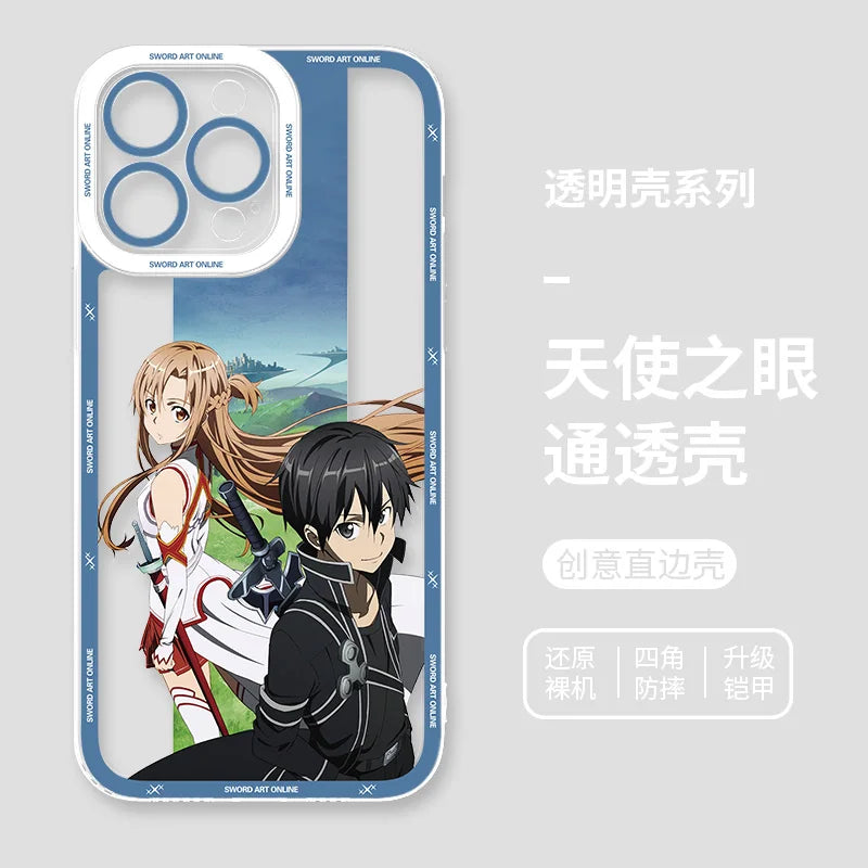 Japanese Anime Sword Art Online Phone Case for Iphone 17 16 15 14 13 12 11 Pro Max Plus Mini Air Asuna Kirito Phone Cover