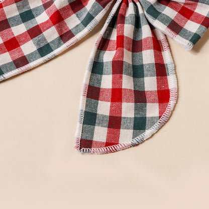Girls Christmas Style Grid Bow Hair Clip Children's Ponytail Hairpin Festivel Party Headpiece Hair Accessories Wholesale Gift