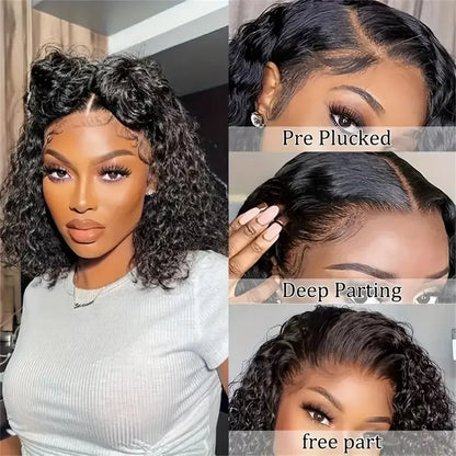 Curly Bob Human Hair Lace Frontal Wig 4C Kinky Curly Edges Wigs 13x4 Transparent Lace Front Wigs For Black Women 4x4 Short Wigs