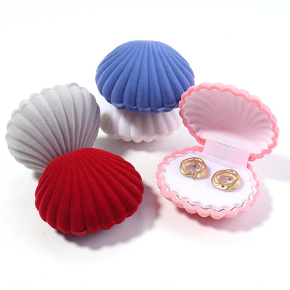 1 Piece Lovely Shell Shape Velvet Jewelry Box Necklace Earrings Pendant Storage Box For Wedding Party Gifts Display Box Holder