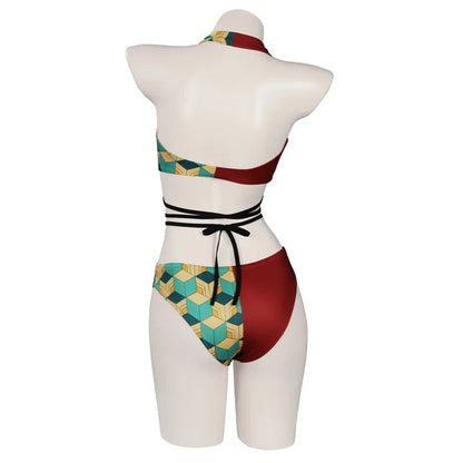 Women Two Pieces Bikini Swimsuit Anime Kamado Tanjirou Nezuko Tomioka Giyuu Mitsuri Bathing Suit Swimwear