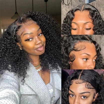 210% Density 13x4 Lace Frontal Kinky Curly Bob Wig 4x4 Lace Closure Loose Deep Wave Lace Front Human Hair Wigs Bob Pre Plucked