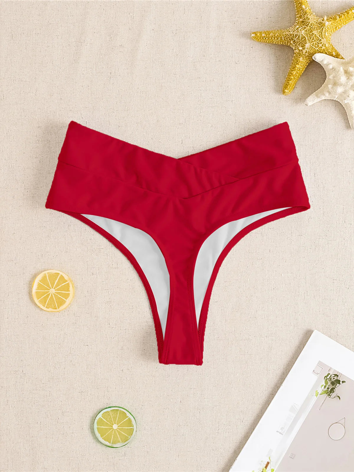 S - XL High Waist High Leg Cut Bikini Bottom Swim Brief Women Swimwear Female Bather Brazilian Tanga Panties Underwear V7095