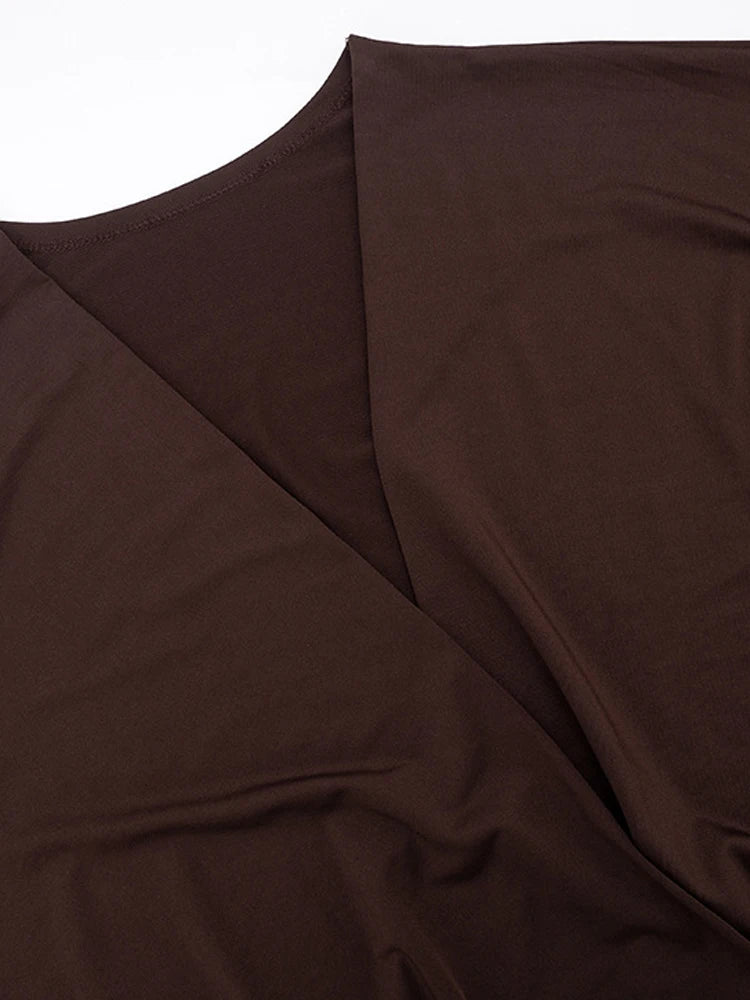 Beyprern Casual Womens Long Sleeve Draped Front Slim Short Dress Vacation Outfits Chic Ruched Night Out Vestidos Clubwear Robes