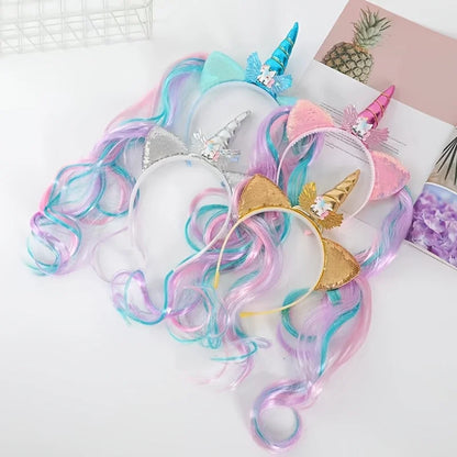 1 piece of new unicorn headband, wig and hair accessory, cute cartoon headband