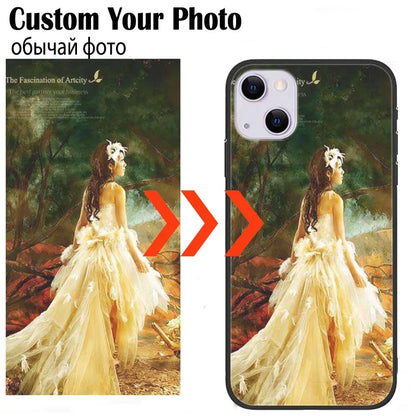 Custom Phone Cases For iphone 16 e 14 Pro Max 13 Mini 15 Plus Glass Silicone Cover Customized Photo Personalized Pictures Fundas