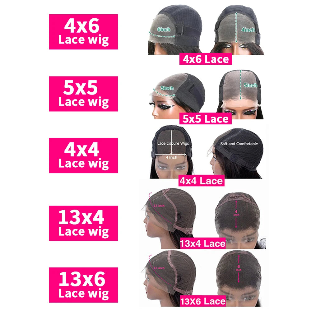13x4 13x6 Straight Lace Front Wigs Human Hair HD Transparent 360 Lace Frontal Wigs Brazilian 5X5 6X4 4x4 Closure Wig