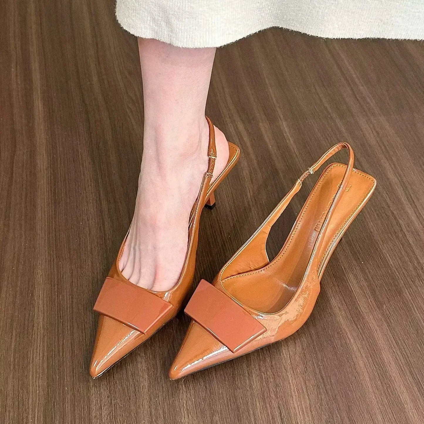 Pointed Toe Heeled Sandals Women Elegant Shallow Mid Heels Fashion Pumps Spring 2025 Trend Designer Dress Party Lady