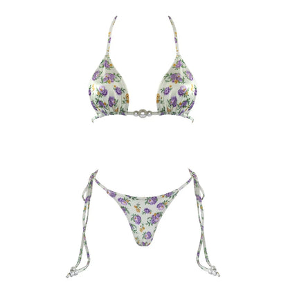 Micro Bikini 2025 Swimwear Women Swimsuit Sexy luxury Brazilian Bikini Set Halter Print Biquini Push Up Pearl Beachwear Female