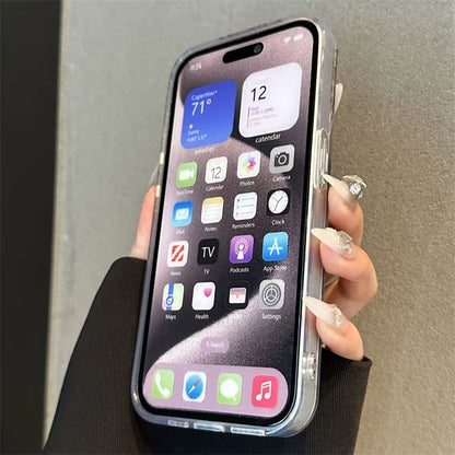 Beautiful Flowers Phone Case For iPhone 16 Pro Max 15 14 13 12 11 Pro XR XS 7 8 Plus Shockproof Feather Chiffon Texture Cover﻿