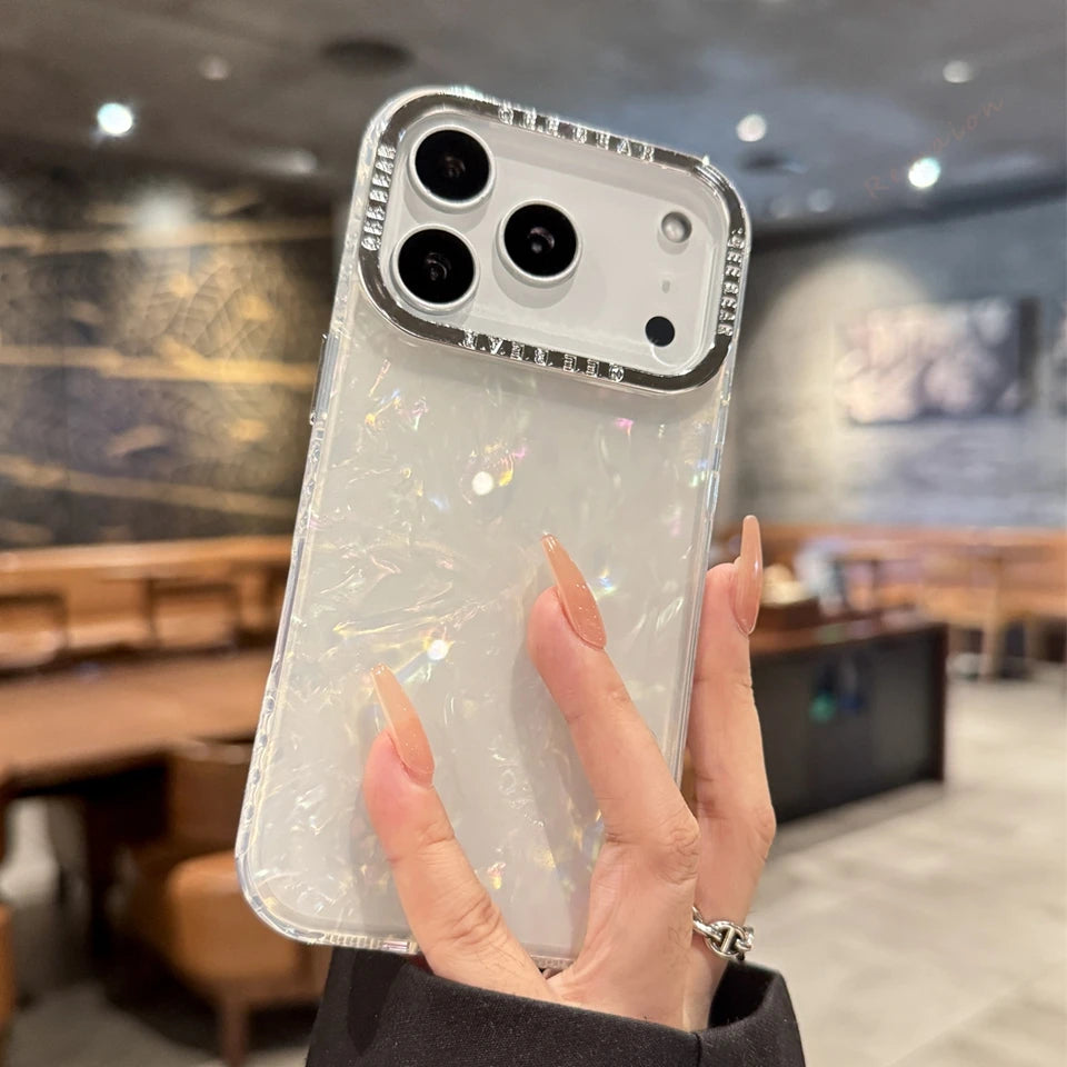 Cute Bling Bling Glitter Phone Case For iPhone 17 Air 11 12 13 16 Pro Max 15 14 16 Plus 17Pro Max Shell Pattern Protector Cover