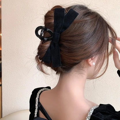 1PC Bowknot Hair Claw Big Satin Bow Hair Clips Vintage Baroque Satin Crab Hairpins for Elegant Women Hair Accessories