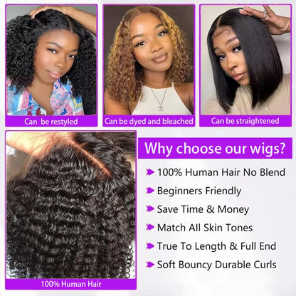 Jerry Curly Wigs 13x4 HD Lace Frontal Wig Glueless Remy Human Hair 4x4 Lace Closure Wig Water Wave Virgin Human Hair for Women