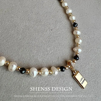 Classic Temperament Natural 5-6mm Freshwater Pearl Necklace Bracelet For Women  Copper Plated 14k Gold Accessories