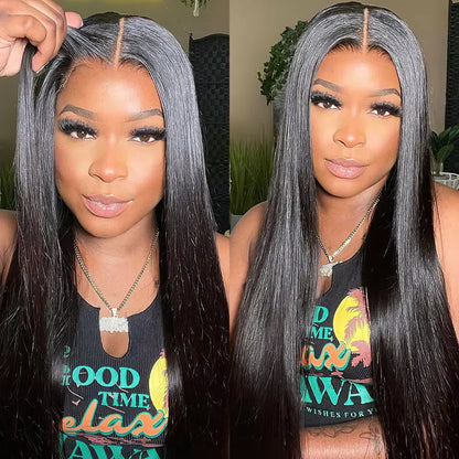 Wear Go Glueless Wig 30 34 Inch Bone Straight 13x6 HD Lace Frontal Wig Human Hair Pre plucked 7x5 Transparent HD Lace Front Wig