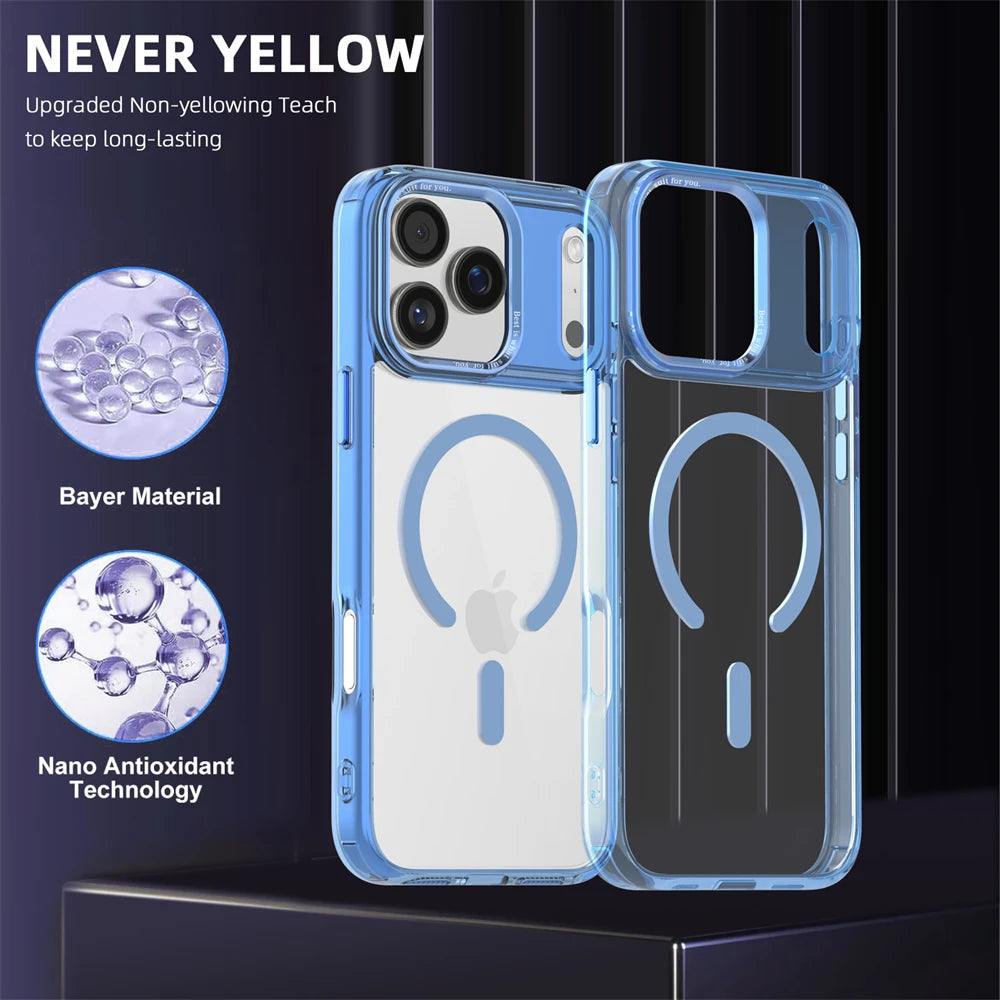 Luxury Anti-Yellow Strong Magnetic Case for iPhone 17 Pro Max Air 16 15 14 13 12 11 Magsafe Shockproof Wireless Charging Cover
