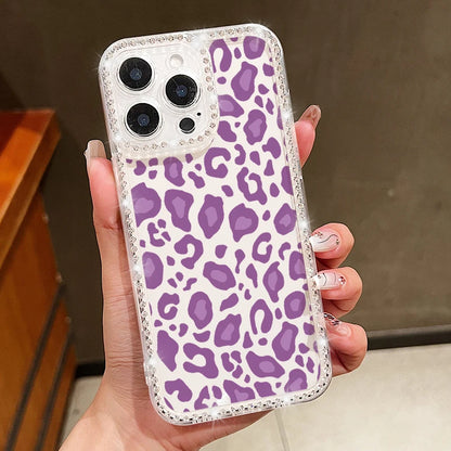 Colorful Leopard Print Diamond Case For iPhone 16 Pro Max Clear Soft Cover Coque For iPhone 11 12 13 14 15 Pro Max 16e 17 Air