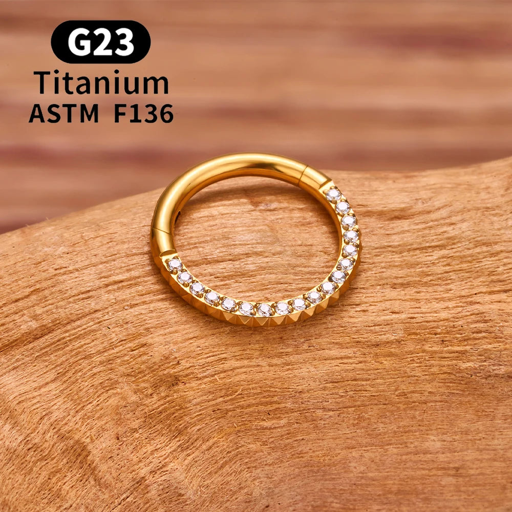 G23 Titanium Bamboo Shape Nose Ring Septum Ring Hoop 16G Zircon Ear Cartilage Tragus Helix Daith Piercing Earrings Body Jewelry