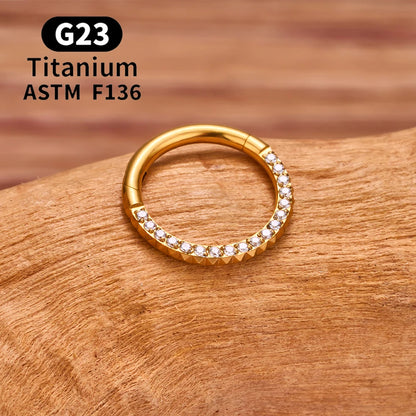 G23 Titanium Bamboo Shape Nose Ring Septum Ring Hoop 16G Zircon Ear Cartilage Tragus Helix Daith Piercing Earrings Body Jewelry