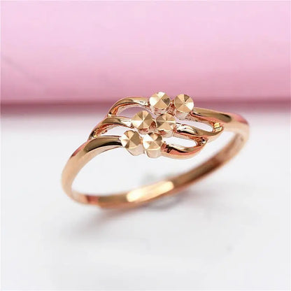 Unique and elegant 585 purple gold rings for women classic geometric three-layer simple design party fashion jewelry gift