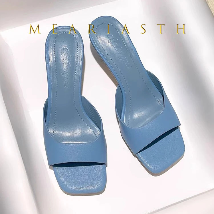 2025 Fashion Round Toe Ladies Low Heel Slippers Shoes Sandals Spring Summer Female open toe Women Heeled Slides Slippers Pumps