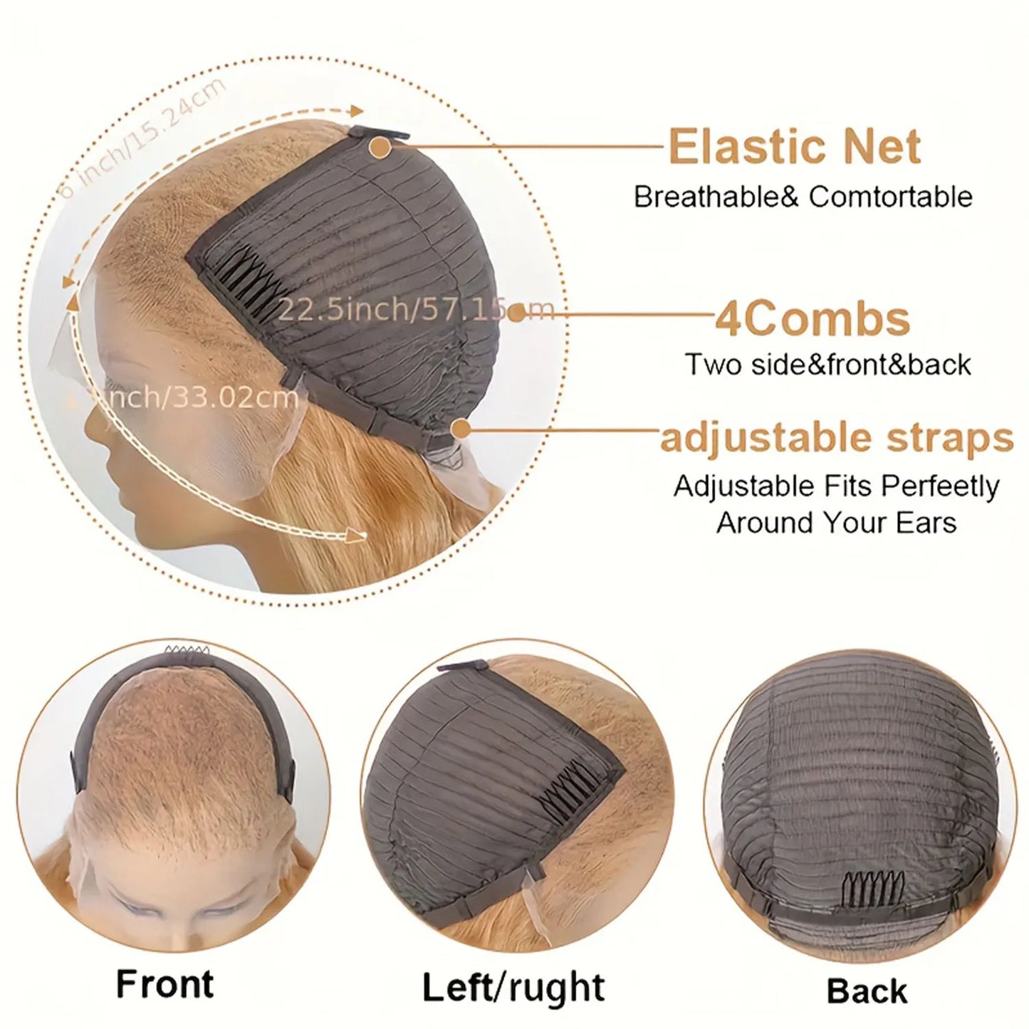 38 Inch 13x6 HD Transparent Lace Front Wig Human Hair Deep Wave Pre Plucked 200% Density Honey Blonde Human Hair Wig For Women