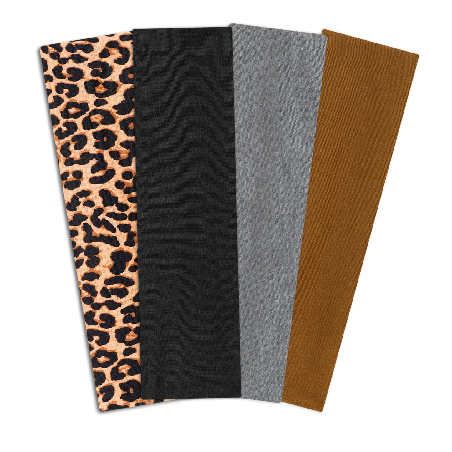 4pcs Simple Basic Solid Color Leopard Print Face Wash Cycling Running Sports Yoga Leisure Sweat-Absorbing Headband