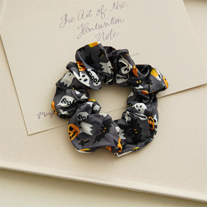 Fun Halloween pumpkin Fabric Hair Rope for women High Elastic Ball Head Hair Rope Fashion Girl Does Not Damage The Scrunchie