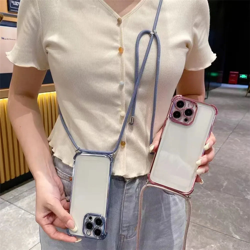 Crossbody Lanyard Shockproof Case For Xiaomi Poco X7 X6 Pro M6 F7 F6 F4 X5 X3 NFC POCO C65 C75 Silicone Soft Clear Phone Cover