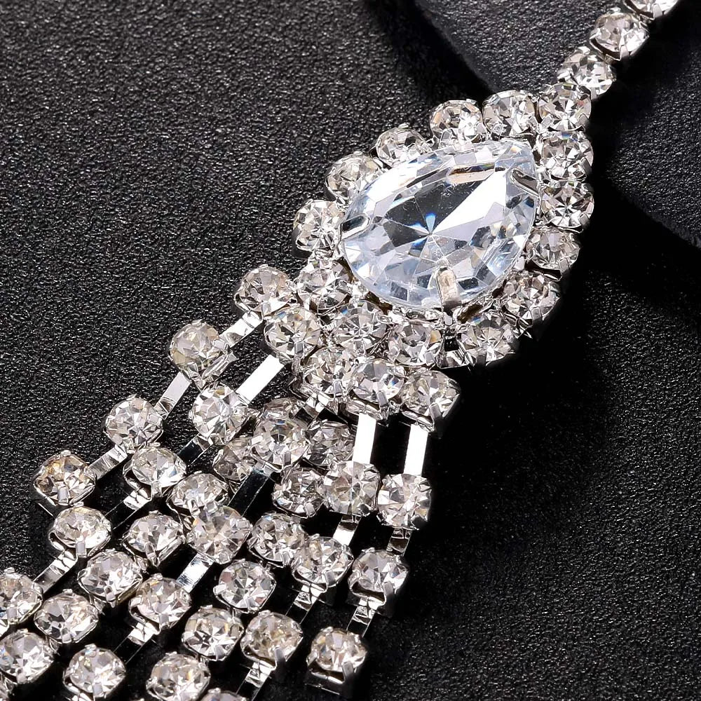 Stonefans Water Drop Tassel Chest Chain Necklace Jewelry Bohemian Women Rhinestone Fashion 2024 New Body Accessories Beach Sexy