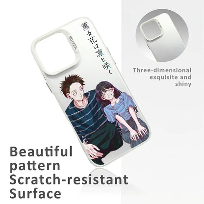 Cartoon Fragrant Flower Blooms Phone Case For IPhone 16 15 14 13 12 11 Pro Max Black Matte Multicolor Laser Aurora Funda