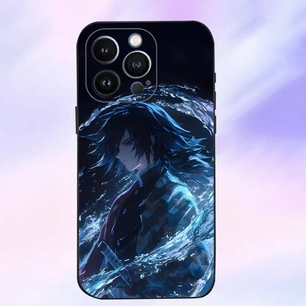 Anime G-giyu T-tomioka  Phone Case For iPhone 16,15,14,13,12,11 Plus,Pro Max,XS,X,XR,SE,Mini,8,7,Soft Silicone Black Cover