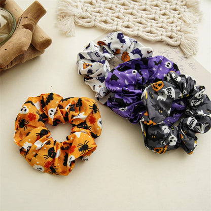 Fun Halloween pumpkin Fabric Hair Rope for women High Elastic Ball Head Hair Rope Fashion Girl Does Not Damage The Scrunchie