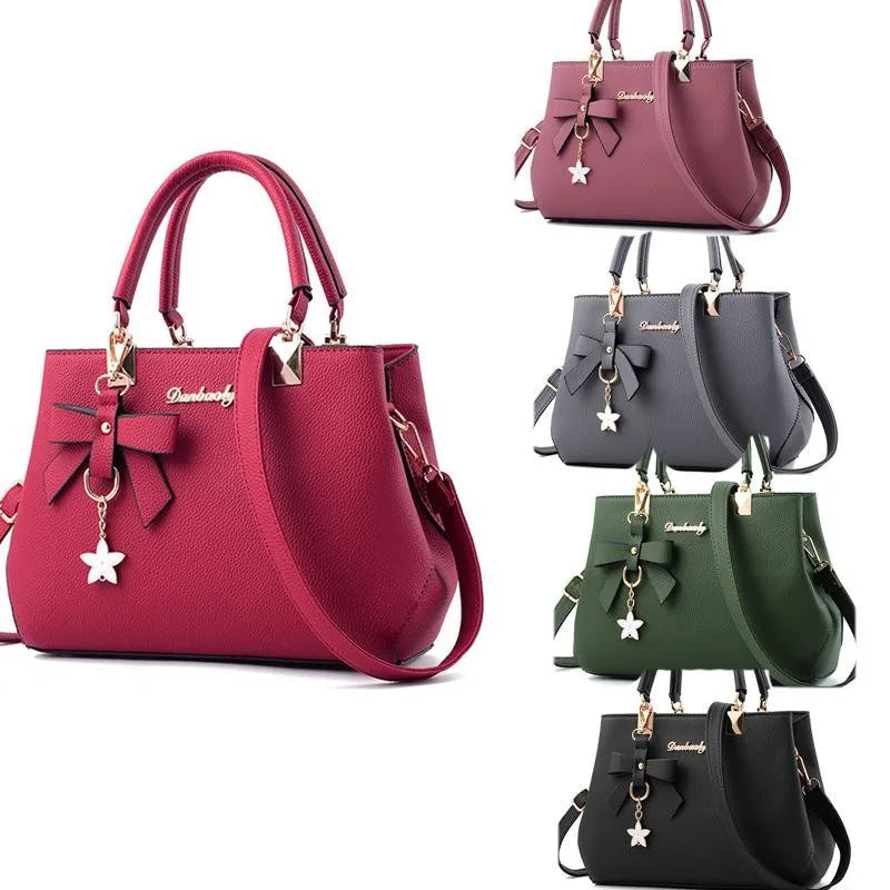 Elegant Women Messenger Bags with flower pendant Office Ladies Totes Pure Handbag for female Crossbody Shoulder Bags.